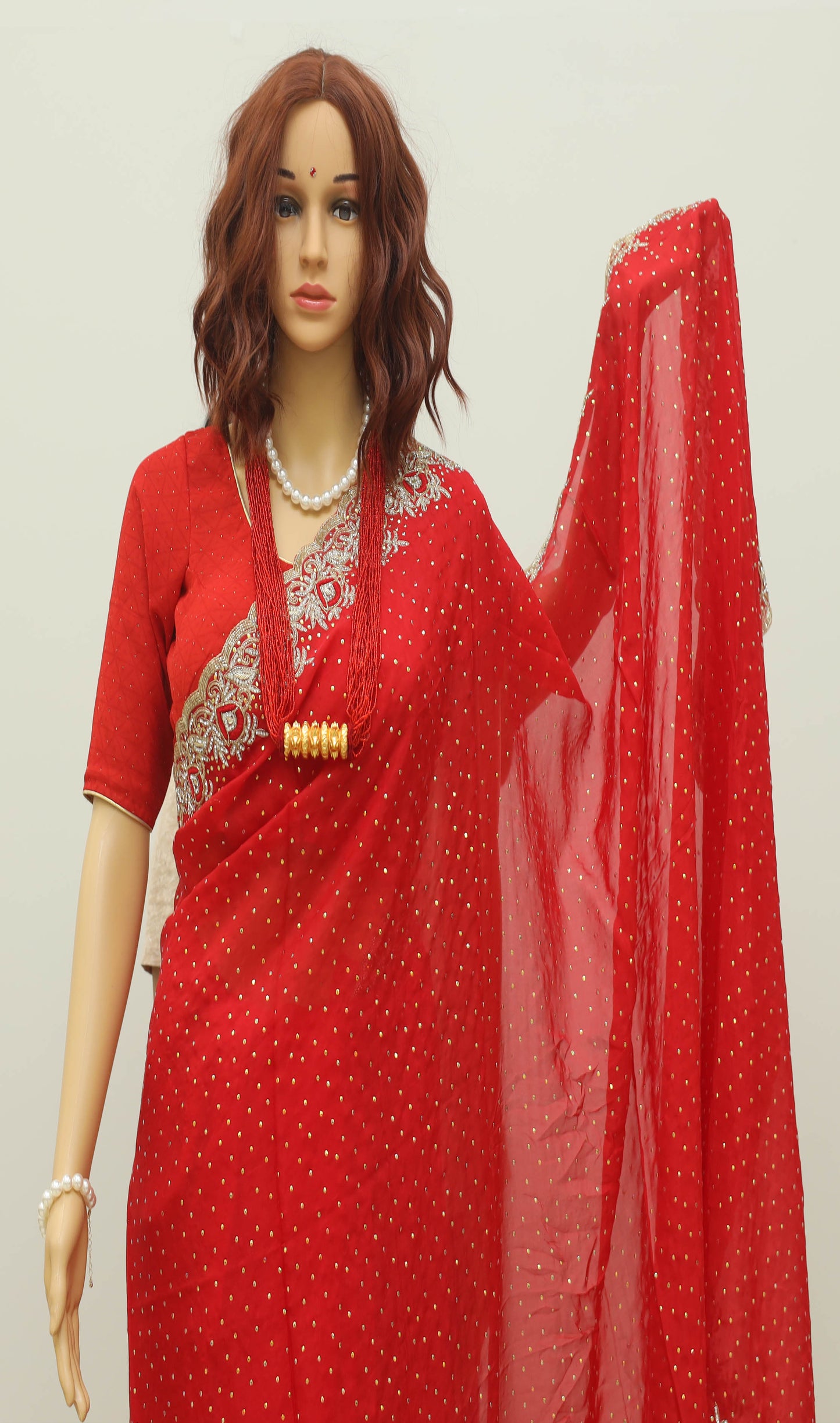 Red Saree and Blouse